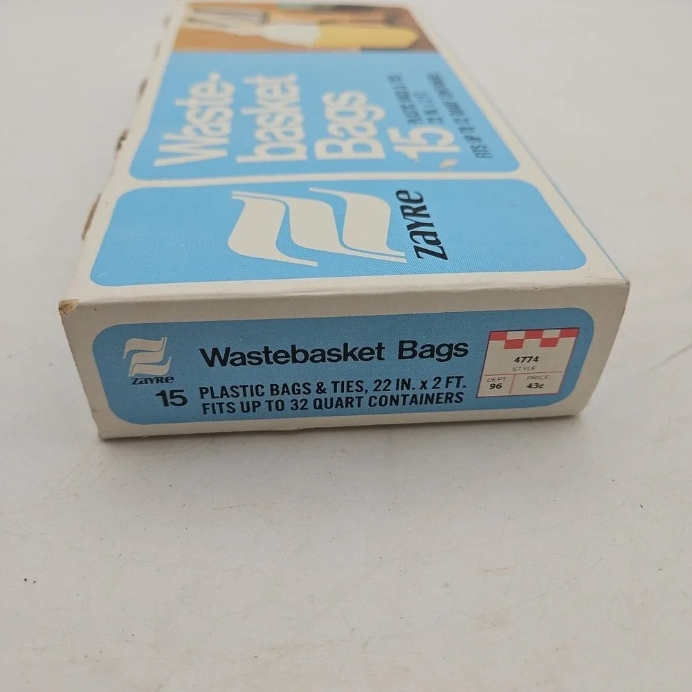 Vintage‎ Zayre Waste Basket Bags Brand New Deadstock NOS 70s 80s 15 Plastic Bags